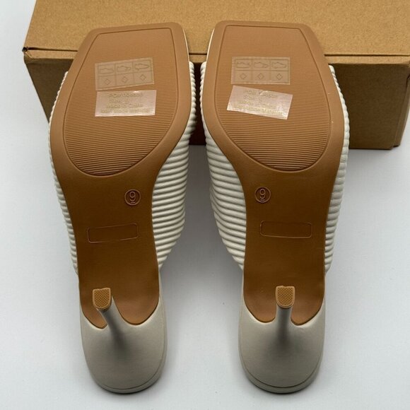 Tru Comfort Greer White Pleated High Heel Mules Square Toe Slip In Sandals 9 - Picture 5 of 9